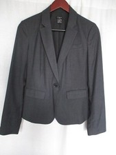 Ann Taylor Blazer Jacket Size 4 Charcoal Gray Fully Lined