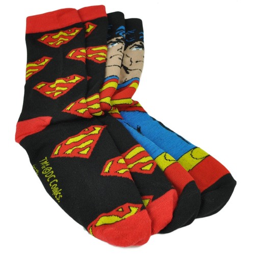 DC Comics Superman Super Hero 2 Pairs Long Socks Mens Shoe Size 6-12 Warner Bros - Picture 2 of 4