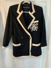 Escada By Margaretha Ley Jacket Blazer Tennis Crest Wool 36