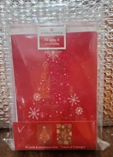 Lot of 2 American Greetings 14 Cards/Envelopes 2Design  ~ DELUX DUO RED TREE