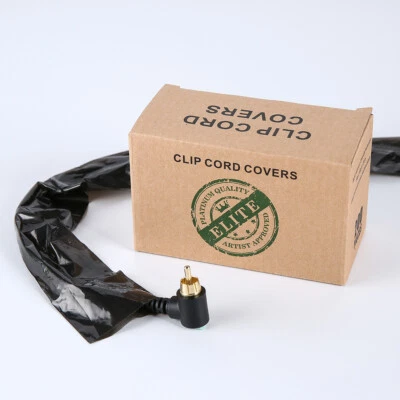 Elite Black Eco-Friendly Tattoo Clipcord Covers 5cm x 80cm (200pcs/box)