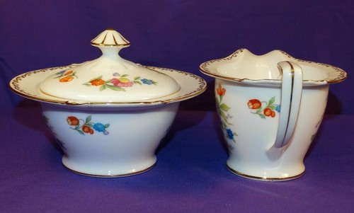 NORITAKE BONE CHINA DRESDLINA SAHNEKÄNNCHEN & ZUCKERDOSE SET DRESDEN BLUMEN GOLDRAND - Bild 4 von 8