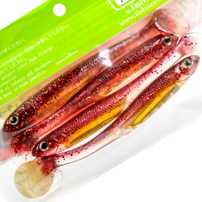FISH ARROW Flash J Shad SW Soft Paddle Tail Swimbait 5'' 4ct - RED/GOLD