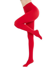 Women's 80D Soft Solid Color Semi Opaque Footed Tights High Waist Womens Tigh...