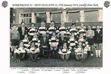 BARBARIANS v NEW ZEALAND ALL BLACKS 1973 TEAM PHOTO GARETH EDWARDS GREATEST TRY
