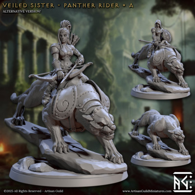 Panther Rider - Warrior Women Bow Spear - Artisan Guild - Dungeons and Dragons