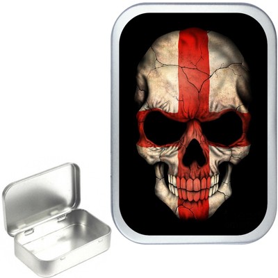 skull tobacco tin GEORGE CROSS SKULL SILVER HINGED 1oz TOBACCO TIN, 50ml TOBACCO TIN,PILL BOX