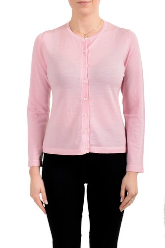 Malo Women's Pink 100% Wool Button Down Cardigan Sweater US M IT 42 | eBay