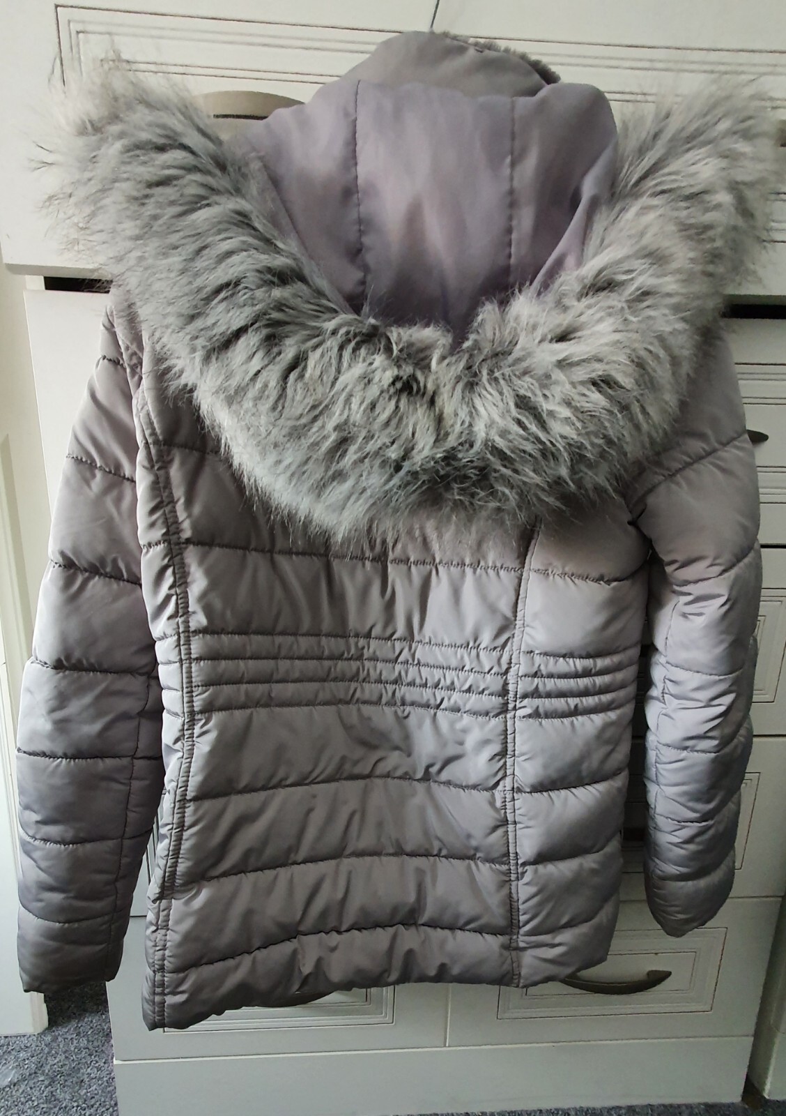 New Look Womens Light Grey Padded Coat Size 10 eBay