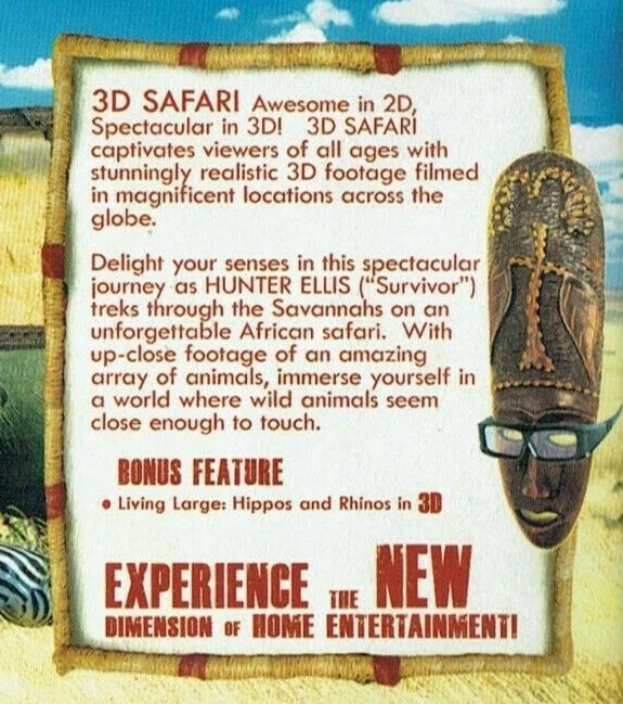 SAFARI 3D - Africa - Blu-Ray. Hunter Ellis. New Sealed - Image 3 of 4