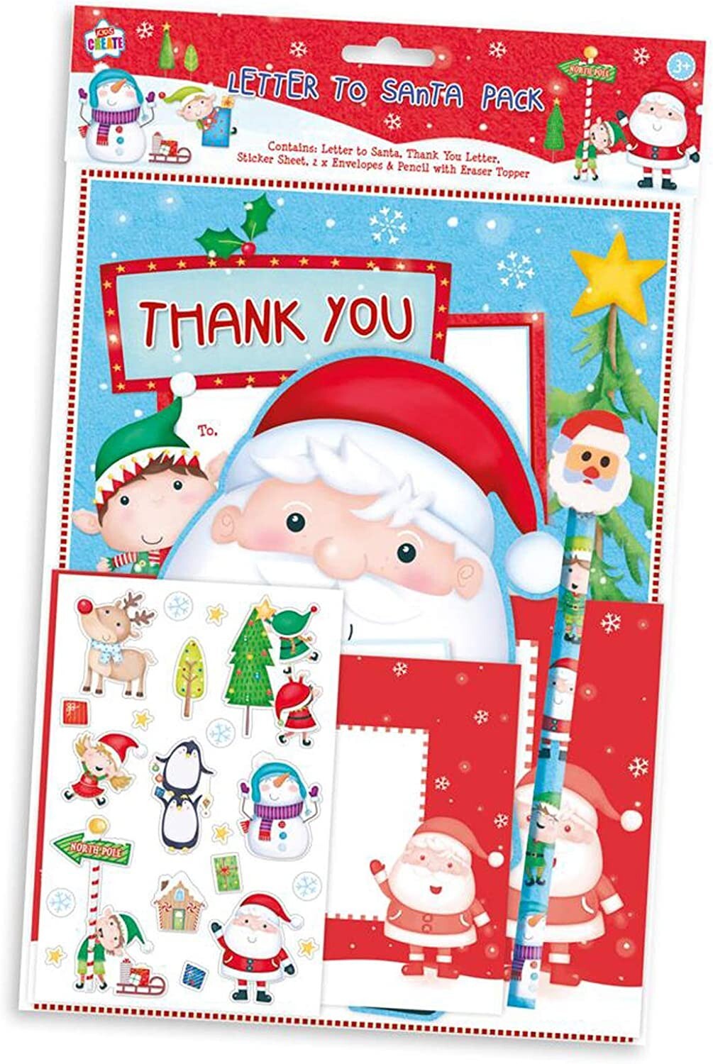 Kids Create Letter to Santa Kit Xmas Writing Present Pencil Eraser Envelope Kit