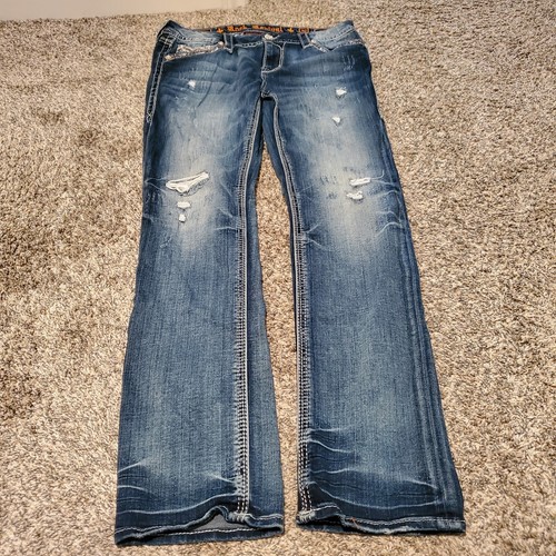 Rock Revival Andrea Easy Straight Distressed Jeans 30 - Picture 3 of 5