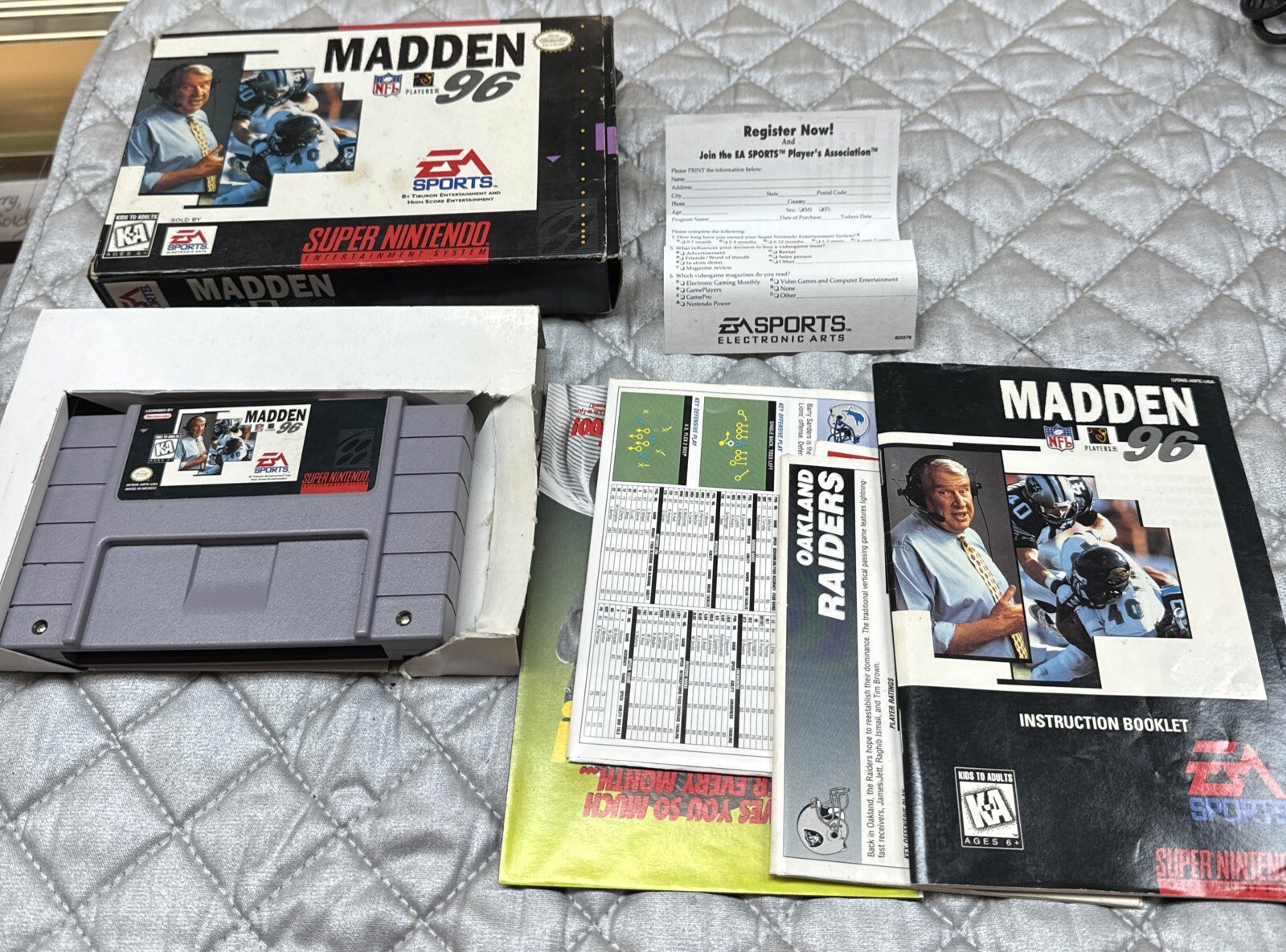 Super Nintendo Madden 96 Game With Box Inserts NFL EA Sports