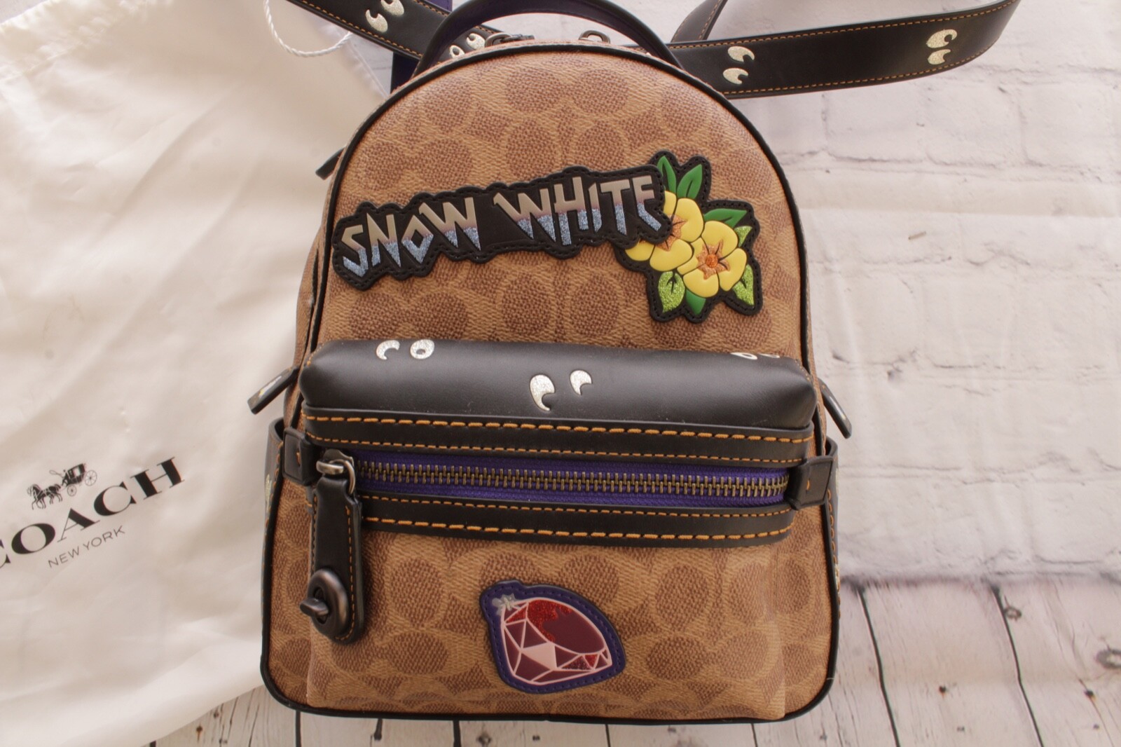 RARE COACH X DISNEY Snow White Leather Dark Fairytale Backpack NEW with Tags image 2