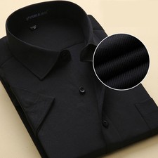 New Men's Short sleeve Shirt Formal Luxury Stylish Casual Slim Dress Shirts D109