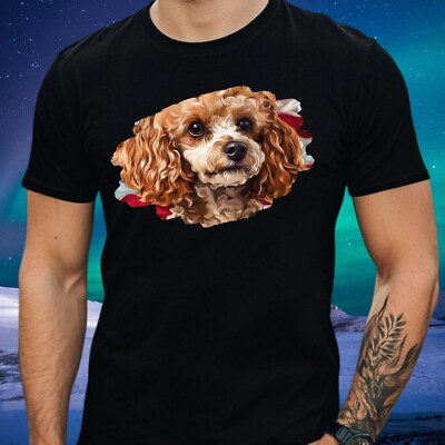 USA Flag Print Cotton Men's Poodle T-Shirt Size XS to 5XL