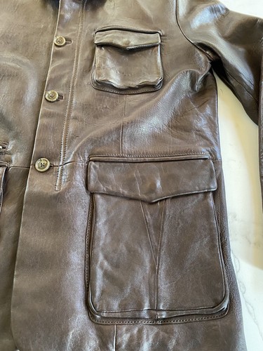 NWT $1200 Comstock & Co. Glazed Lambskin Brown Leather Jacket Size Large 75% Off - Picture 3 of 12