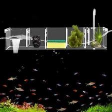 Transparent External Hang On Filter Box 5Grids Acrylic Aquarium Fish Tank Box