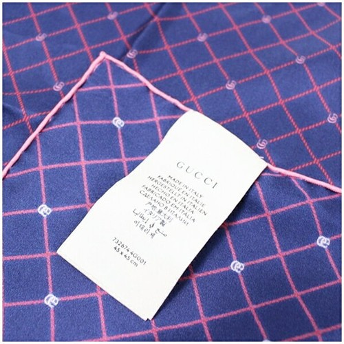 GUCCI Estola Bufanda Paño Moda 17.72in × 17.72in 100% Seda Azul Marino Auténtico - Imagen 23 de 24