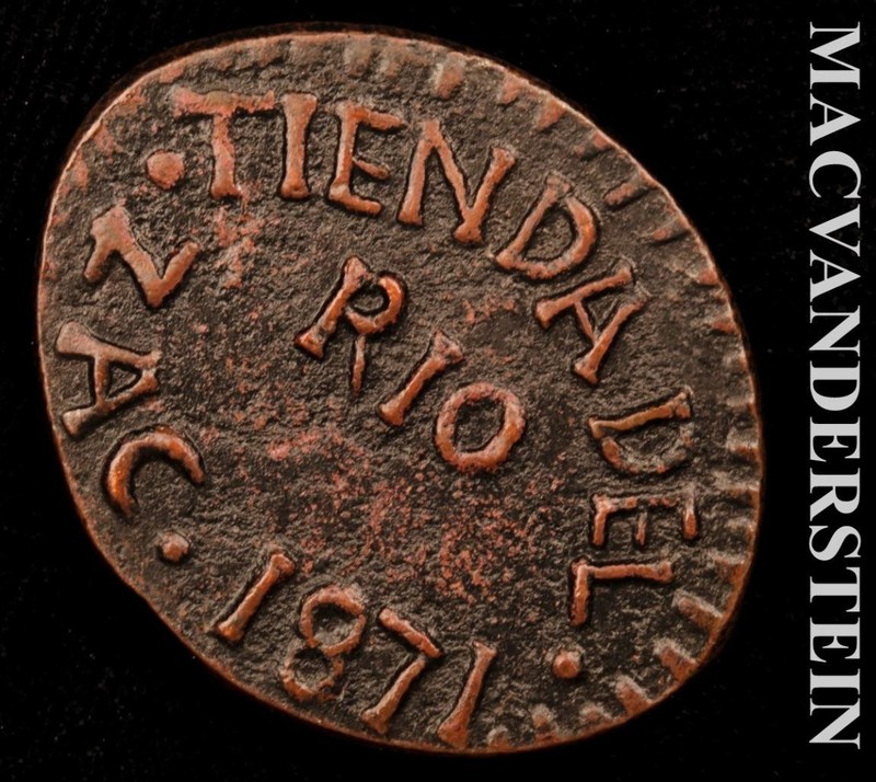 Mexico: 1871 One Tarea Zacatecas Hacienda Token - Scarce  No Reserve  #L7357
