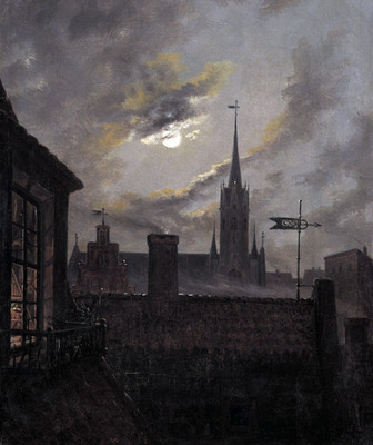 Carl Gustav Carus German Moonlight Gothic Church Rooftops Giclee Canvas 8x10 Art