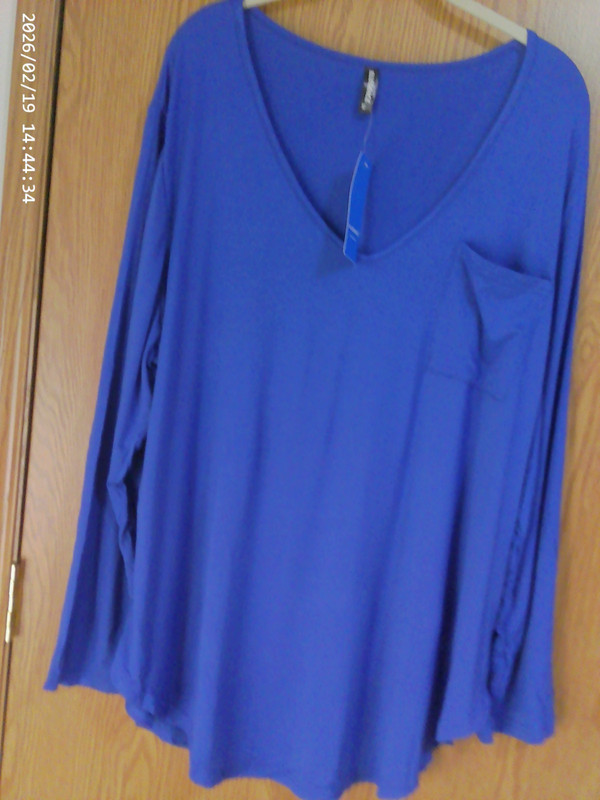 NWT Allegrace Long Sleeve V-Neck Super Soft Cobalt Blue Tunic Top Size 3X