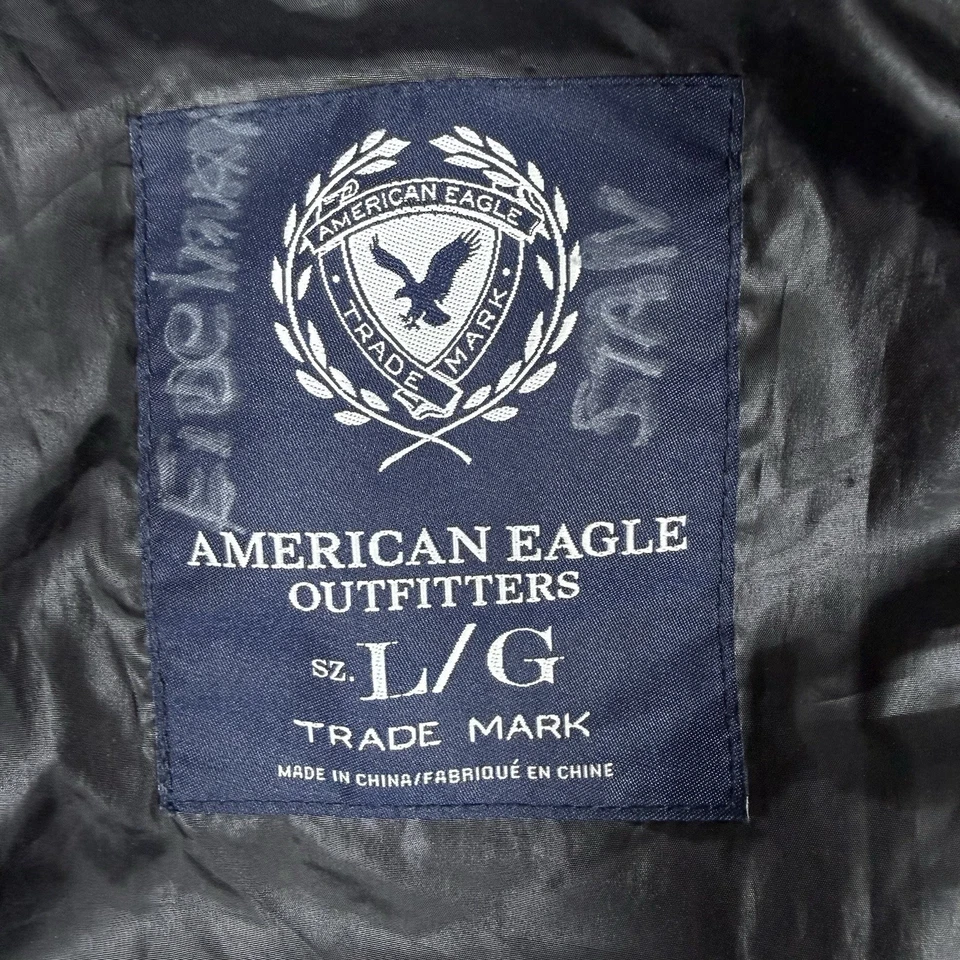 American Eagle Duck Down Jacket Men’s Large Black Puffer Hood - Image 4 of 4
