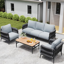 Stylish 6-Piece Outdoor Patio Furniture Set with Waterproof Cushions