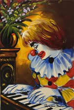 MUSSOLINI ROMANO - Olio su tela 60x40 Pagliaccio - Certificato