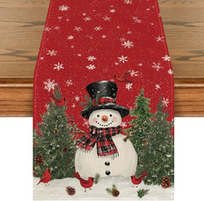 Snowman Christmas Table Runner Home Party Decor 13x120 Inch