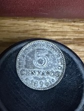 1896 Puerto Rico 5 centavos de peso Silver coin Alfonso XIII