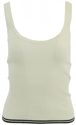 Jacob Lee Ribbed Tank with Contrasting Trim in Cream