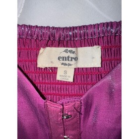 Entro Pink Iridescent Metallic Corset Top Long Balloon Sleeve Womens Small