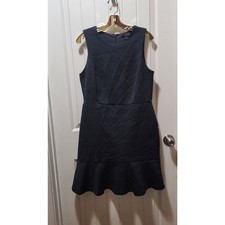 Banana Republic Textured Dark Green Flounce Hem Sheath Dress Size 12