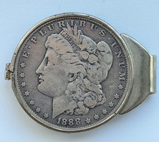 1888 Morgan Dollar Sterling Silver Money Clip U.S. Mint Treasury Seal Vintage
