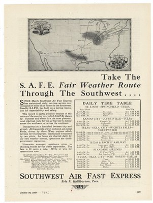 1929 Southwest Air Fast Express - S.A.F.E. Airline - ERLE Halliburton, President