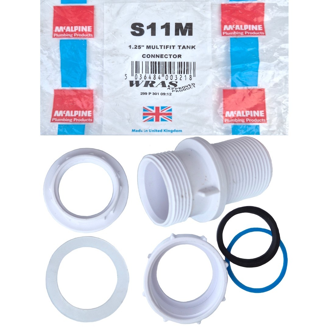 1.25"" MULTIFIT Straight TANK CONNECTOR Cistern McALPINE S11M