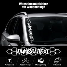 Autoaufkleber Wunschtext Wabenmuster 45x6cm Schriftzug Frontscheibe Heckscheibe