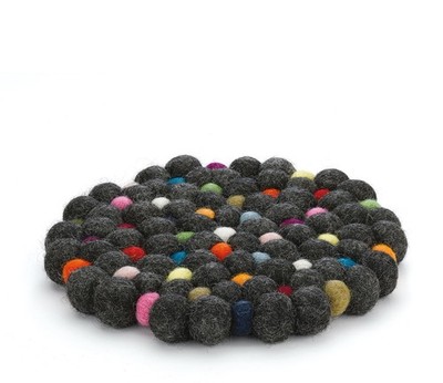 Cilio Fair Trade Virgin Sheep Wool Trivet, 8'' Round, Charcoal, Made in Nepal