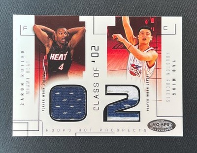 2002 Hoops Hot Prospects Class Of Materials Caron Butler Yao Ming Rookie RC /375