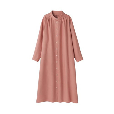 MUJI Linen Washed Long Sleeve Shirt Dress BC2LDA5S Pink