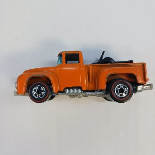 Vintage 1973 Hot Wheels Redline Hi-Tail Hauler - Orange Flames w/ Motorcycles