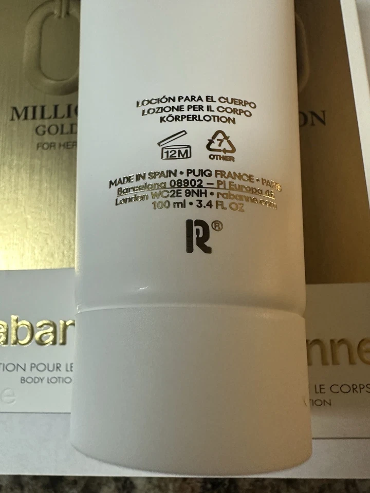 Loción corporal Paco Rabanne Million Gold For Her Le Pour Le Corps 3,4 oz Foto 3 de 4