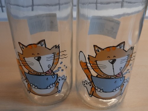 2 x Milch- Saftflasche mit Deckel (1 Liter) 1 x mit Bügelverschluß Motiv Katze - Bild 2 von 9