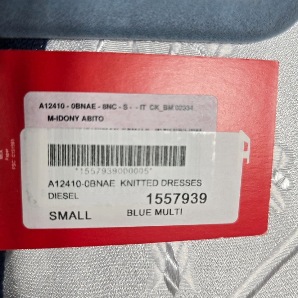 Vestido DIESEL M-IDONY ABITO Tejido Azul Multi Mujer Pequeño Sin Mangas Metálico Foto 4 de 4