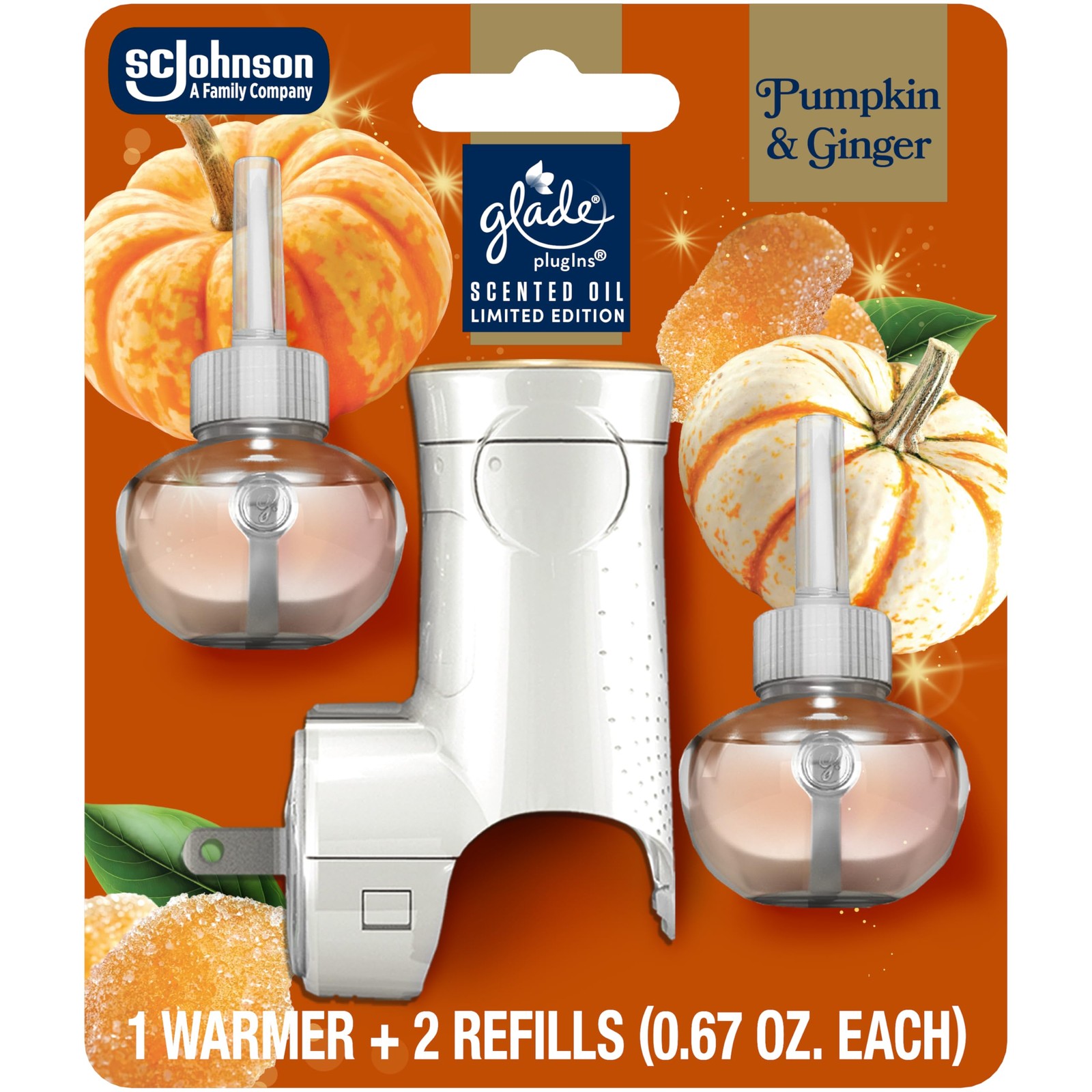 Glade PlugIns Refills Air Freshener Starter Kit, Pumpkin & Ginger, Scented and