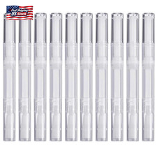 10 Pack 3 ML Transparent Twist Pens, Empty Cuticle Nail Oil Pen with Brush Tip,