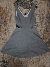 Divided H&M Gray A-line Sweater Dress Skater Style Cutout Sides Womens Small 