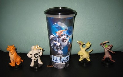 ICE AGE 5 mit 4 Topper / Figuren SET KINO TRINK BECHER CINEMA MOVIE CUP  NEU NEW