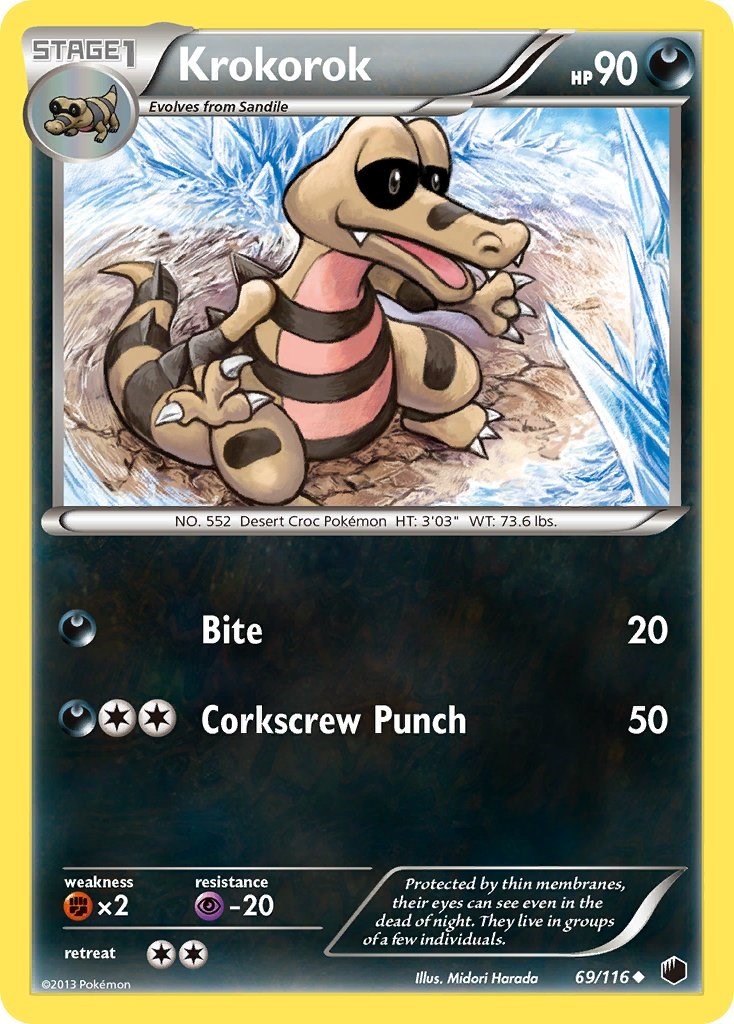 Krokorok (69/116) Uncommon NM PLF Plasma Freeze Pokemon TCG